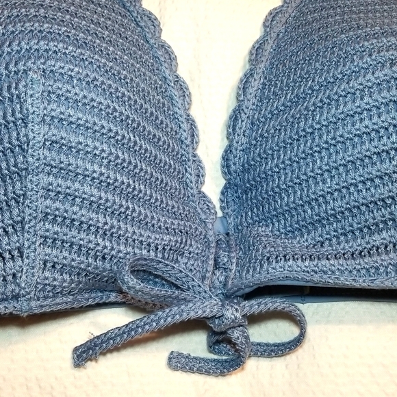 NWT RARE PUSH UP CROCHET BIKINI TOP ADJUSTABLE FRONT TIE AT NECK BIKINI … - Picture 3 of 5